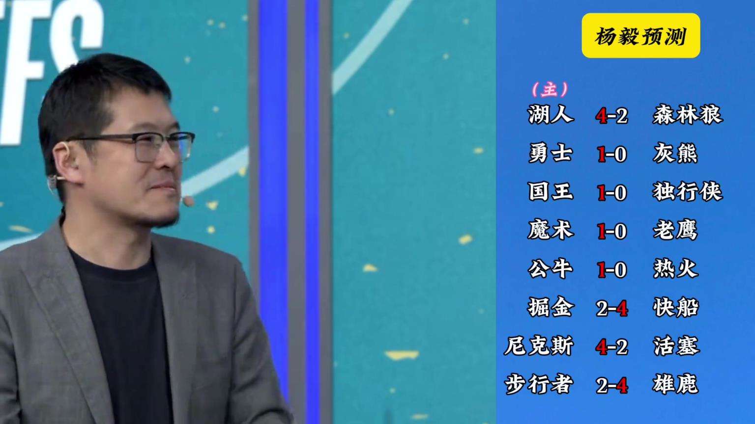 明燈來(lái)了！看看楊毅的季后賽預(yù)測(cè)：湖人4-2狼 快船4-2掘金